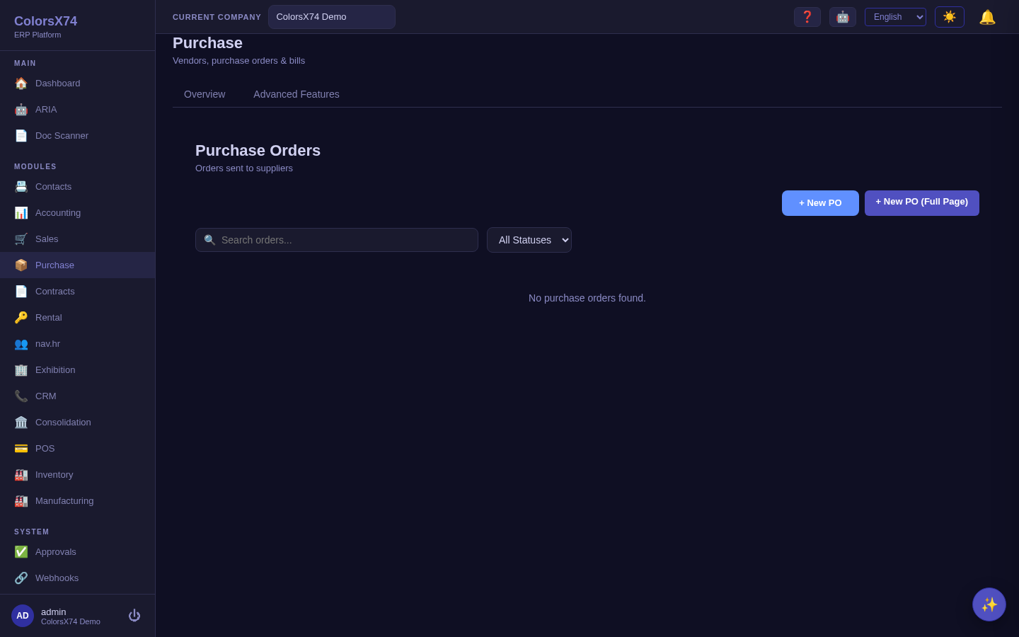 Purchase orders list