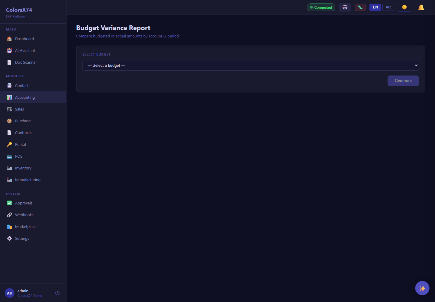Budget Variance report (advanced)